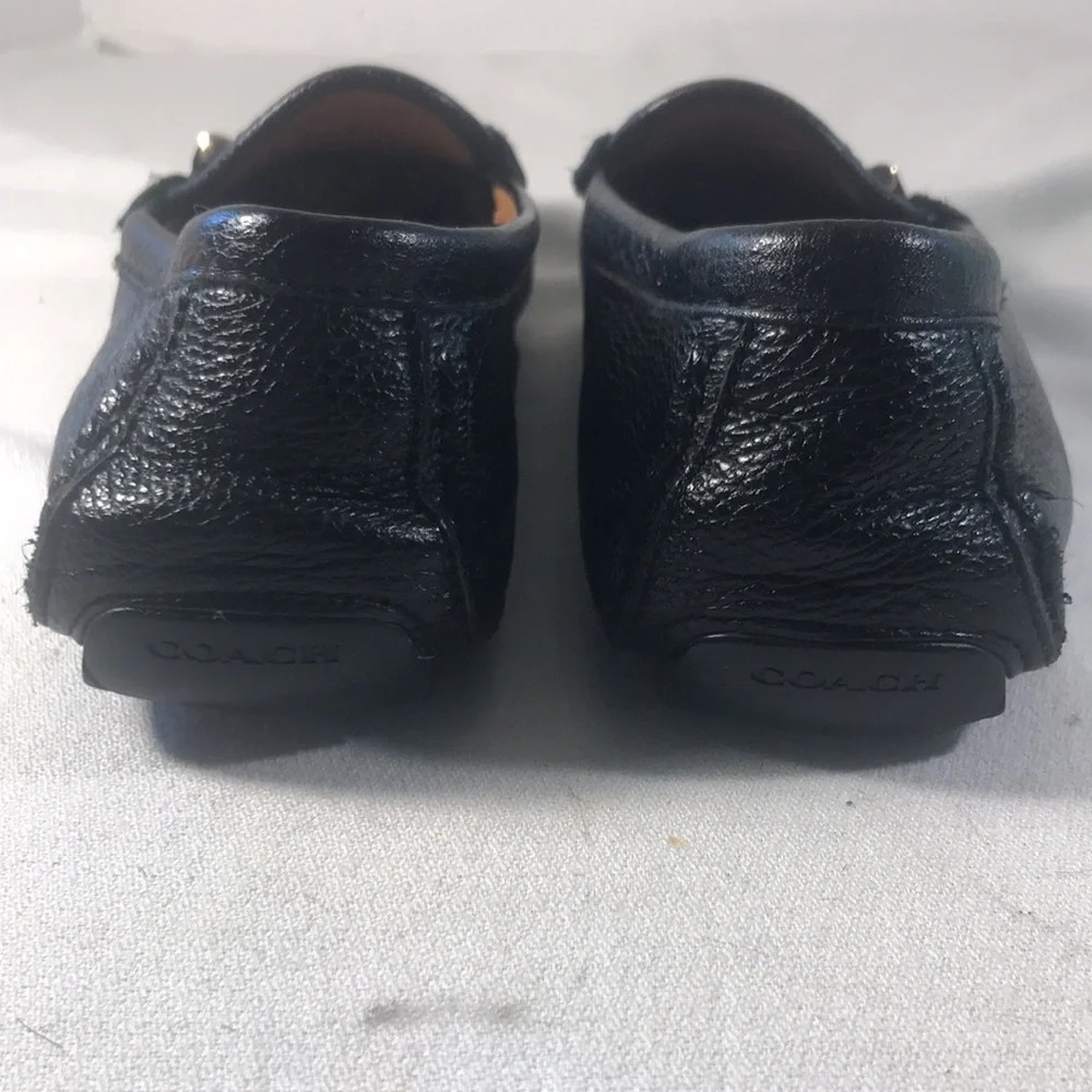 Coach Women’s Arlene Black Pebbled Leather Turn Lock Driving Loafers Size 8B